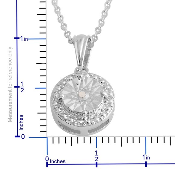 Rhodium over SS Diamond Pendant Necklace - Picture 3 of 3